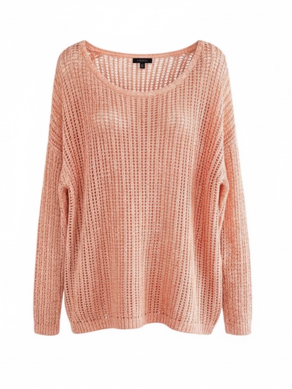 Talbots Cozy Open-Knit Crewneck Sweater - Peach MP